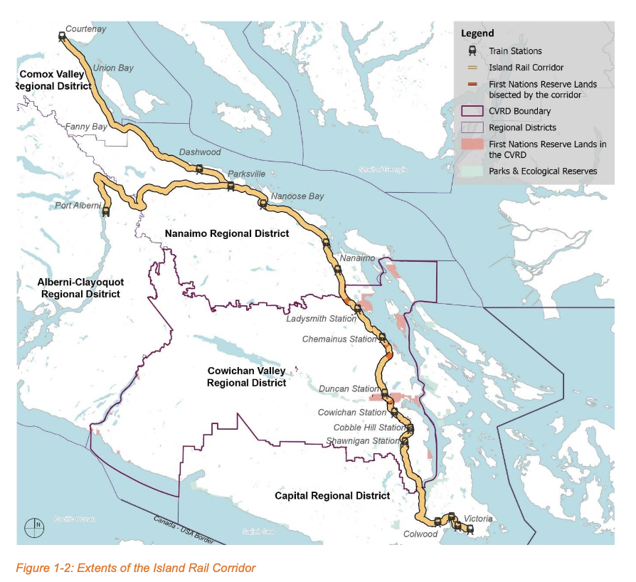 Extents of the Island Rail Corridor
