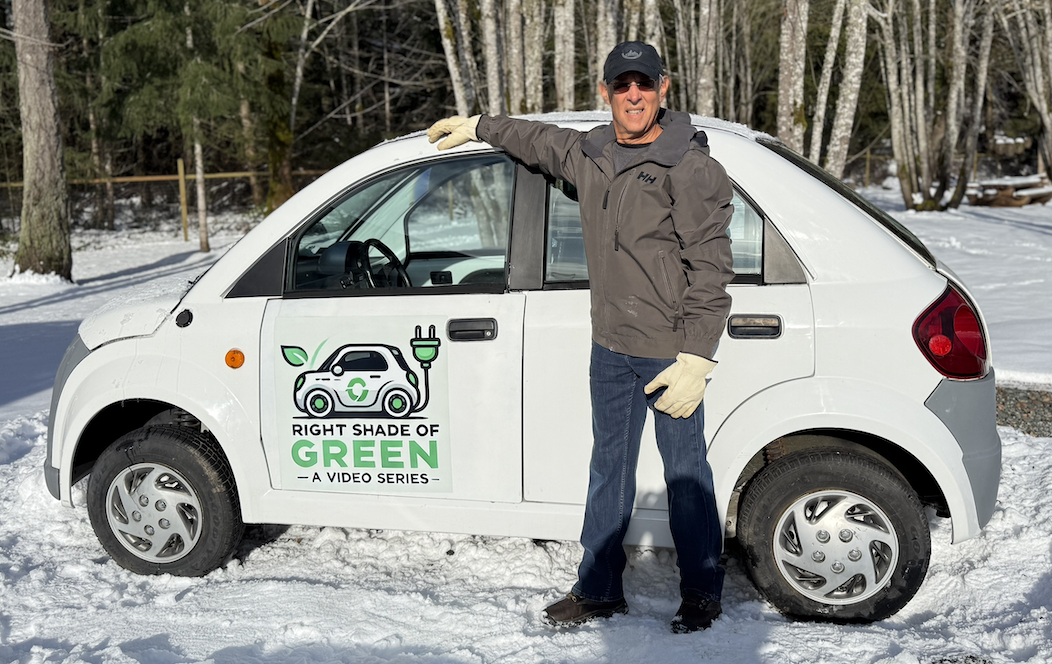 Dave Haberman with a Neighbourhood Zero Emission Vehicle
